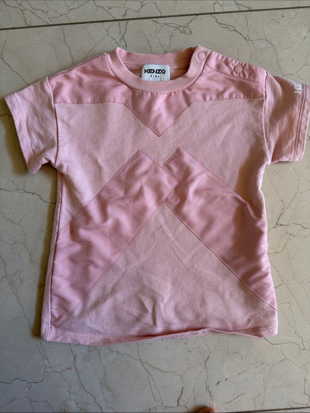 Kenzo Kids Light Pink Short Sleeve Tee with Taped Detail